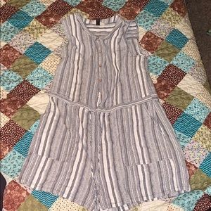 Grey and white striped romper